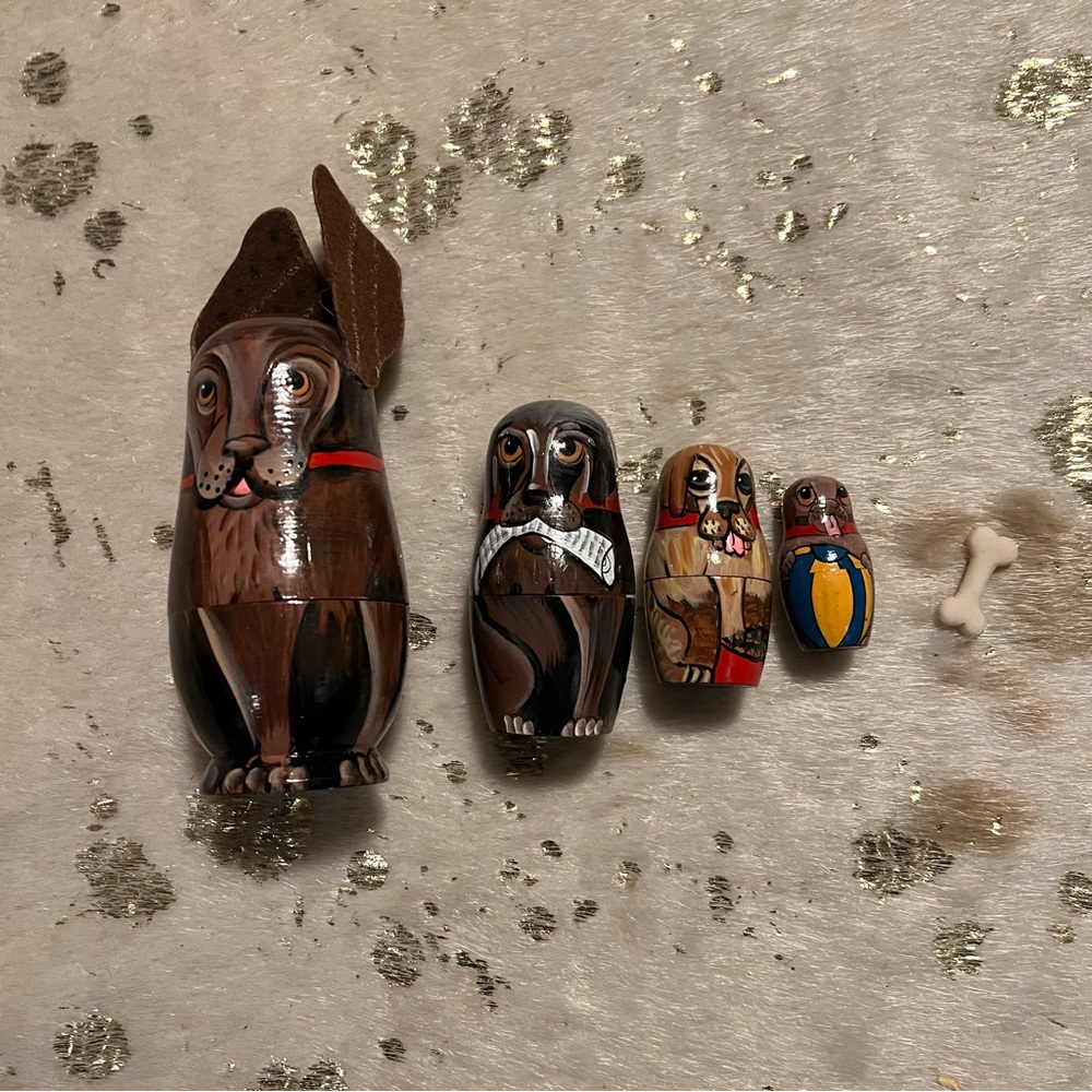 Painted Wood Nesting Dolls Dogs Labradors Collectible